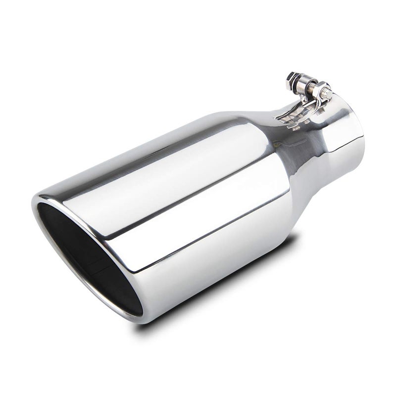 LCGP Exhaust Tip 3" Inlet 5" Outlet 12" Overall Length, Bolt On, Stainless Steel Polished Exhaust Tail Pipe - Image 1